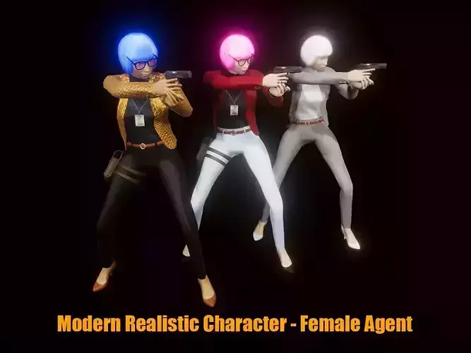 Modern Realistic Character - Female Agent Low-poly 3D model