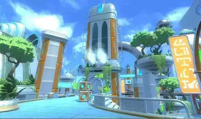 PBR Sky City 3D model
