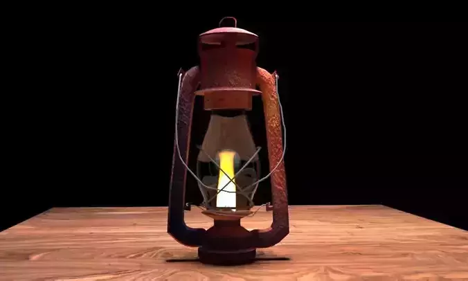 Lampa old rusty lamp on wooden table Free 3D model