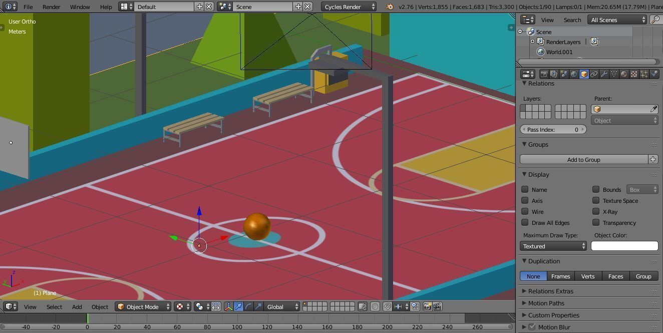 Cartoon Low Poly Basketball Court Low Low-poly 3D model_5