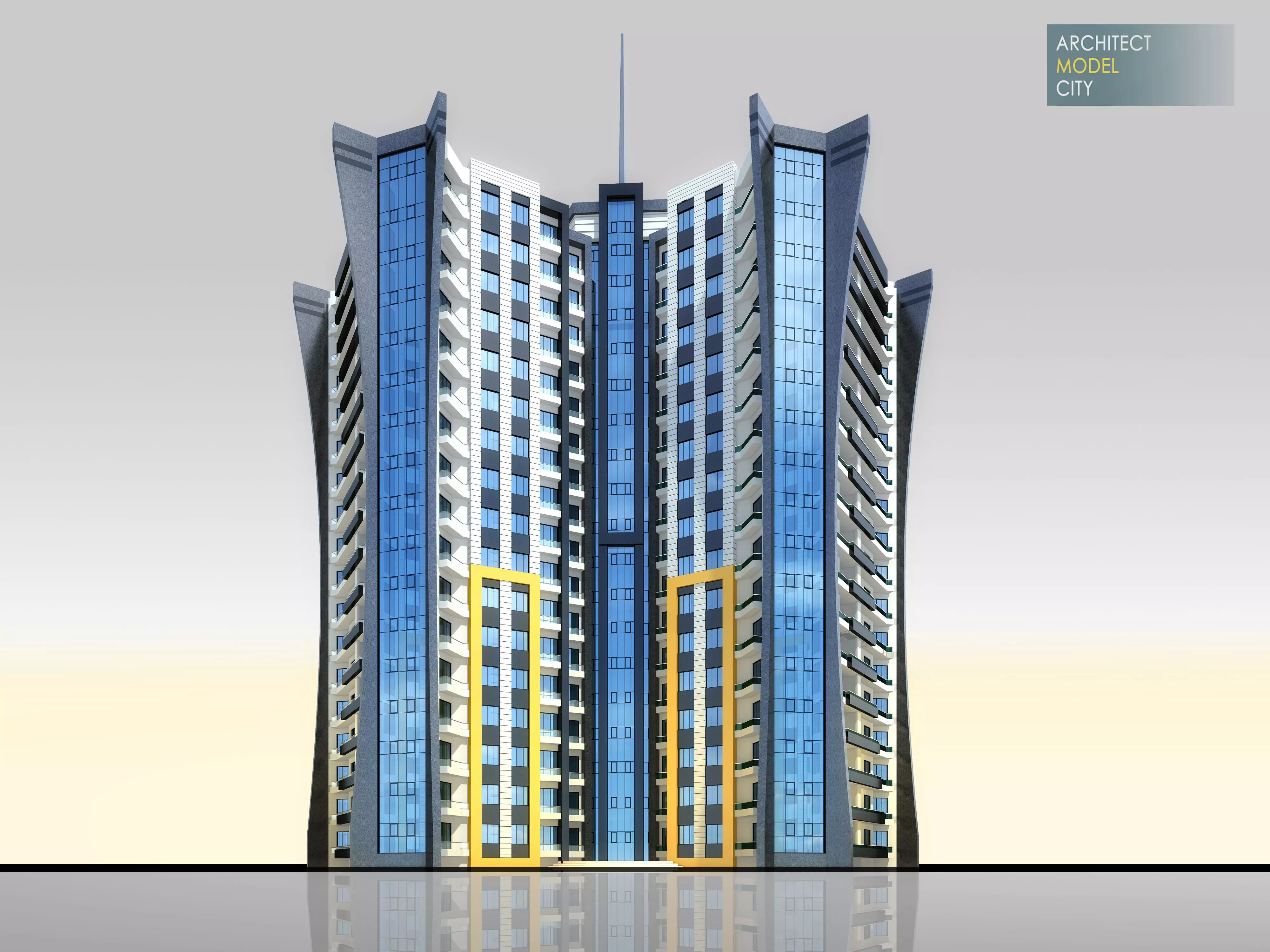 Apartment Architectural 3d Model with Render Scene Low-poly 3D model_0