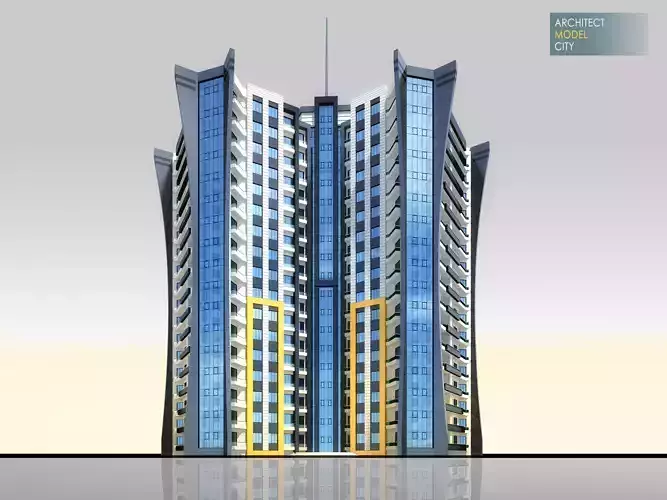 Apartment Architectural 3d Model with Render Scene Low-poly 3D model