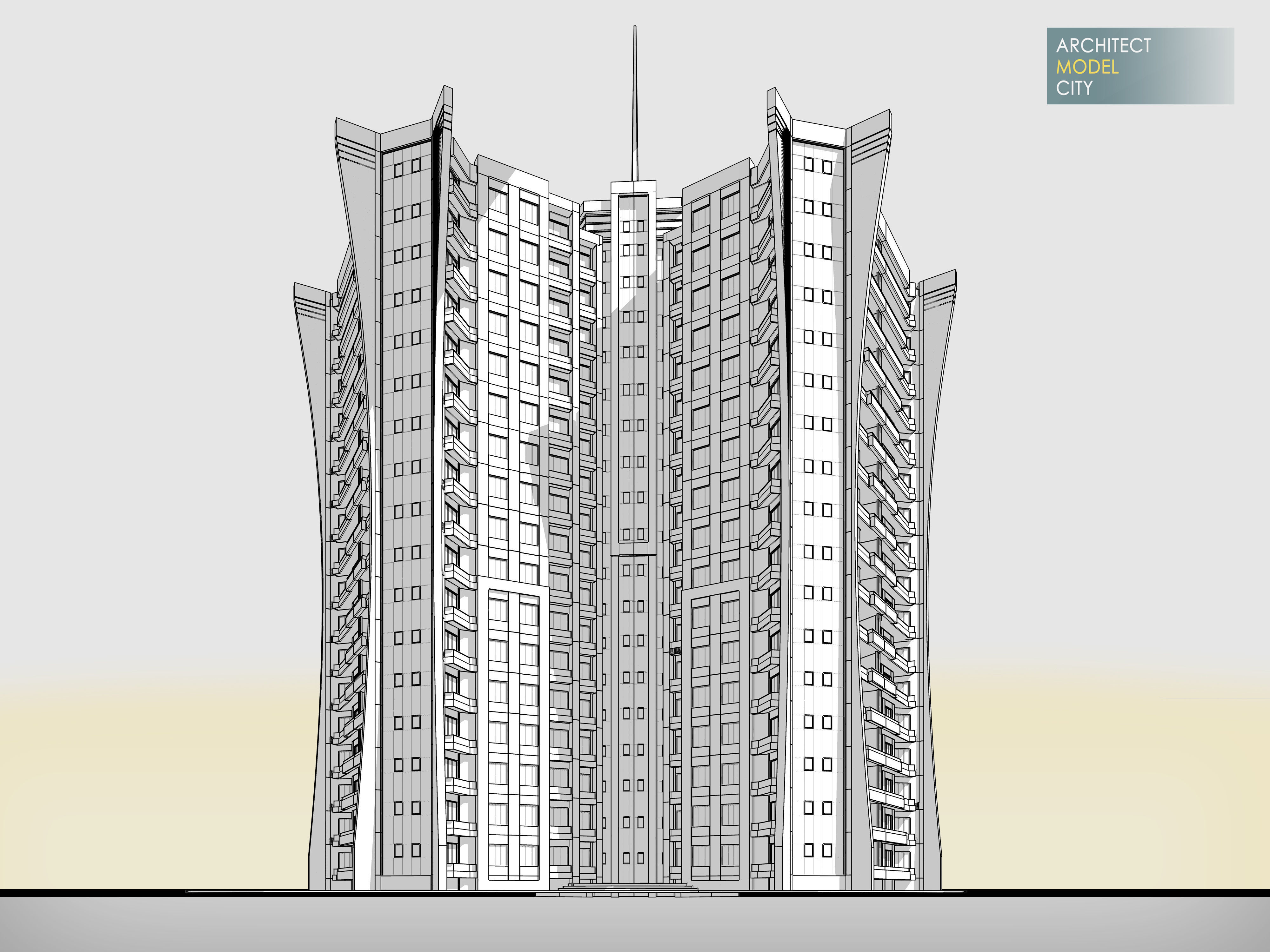 Apartment Architectural 3d Model with Render Scene Low-poly 3D model_1