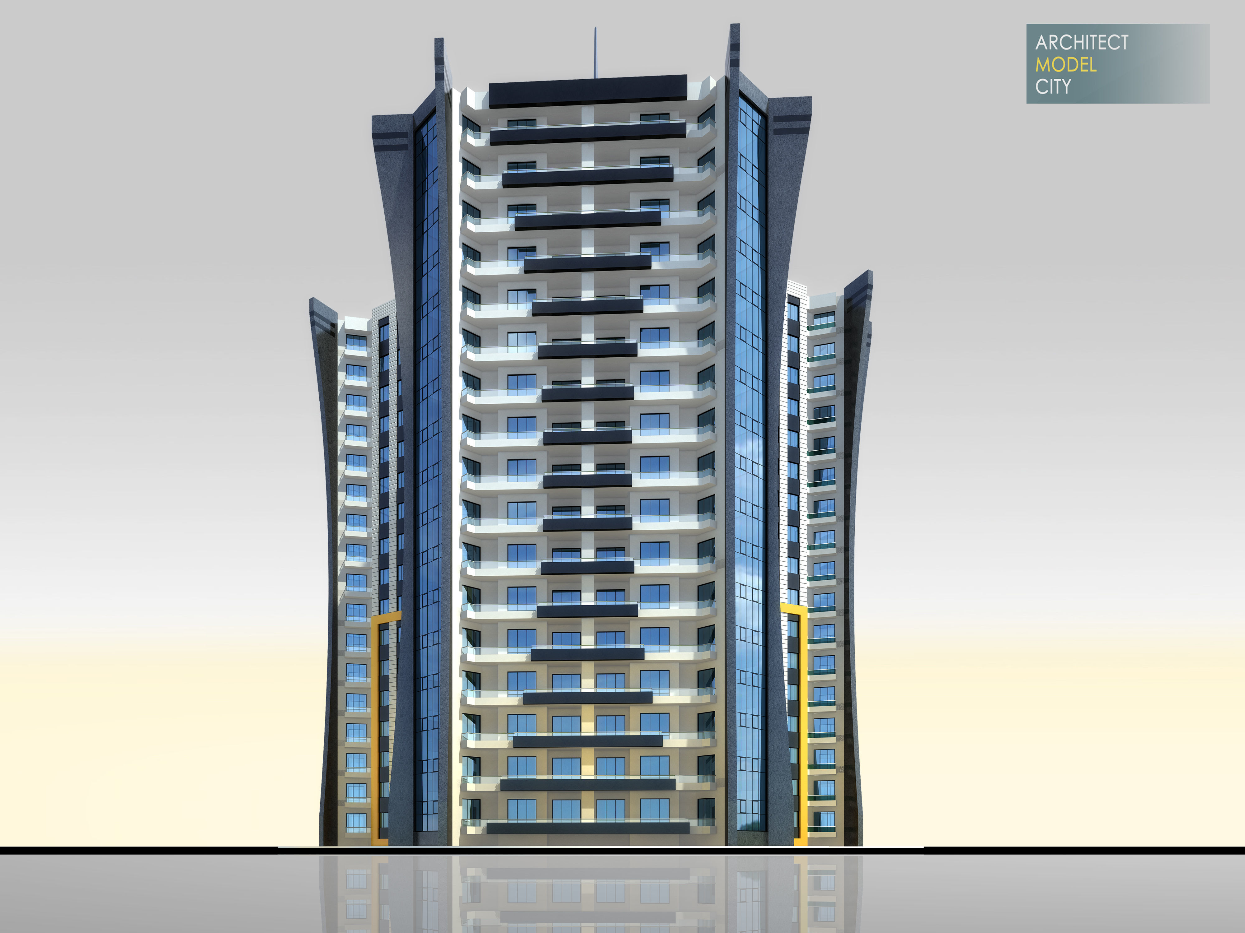 Apartment Architectural 3d Model with Render Scene Low-poly 3D model_2