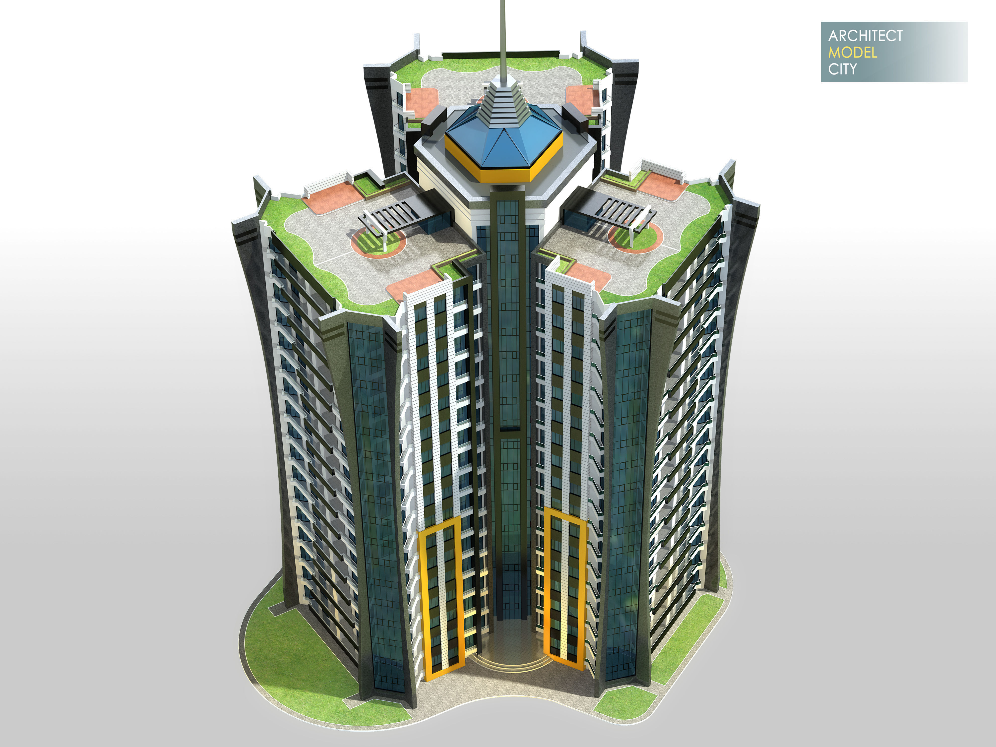 Apartment Architectural 3d Model with Render Scene Low-poly 3D model_6