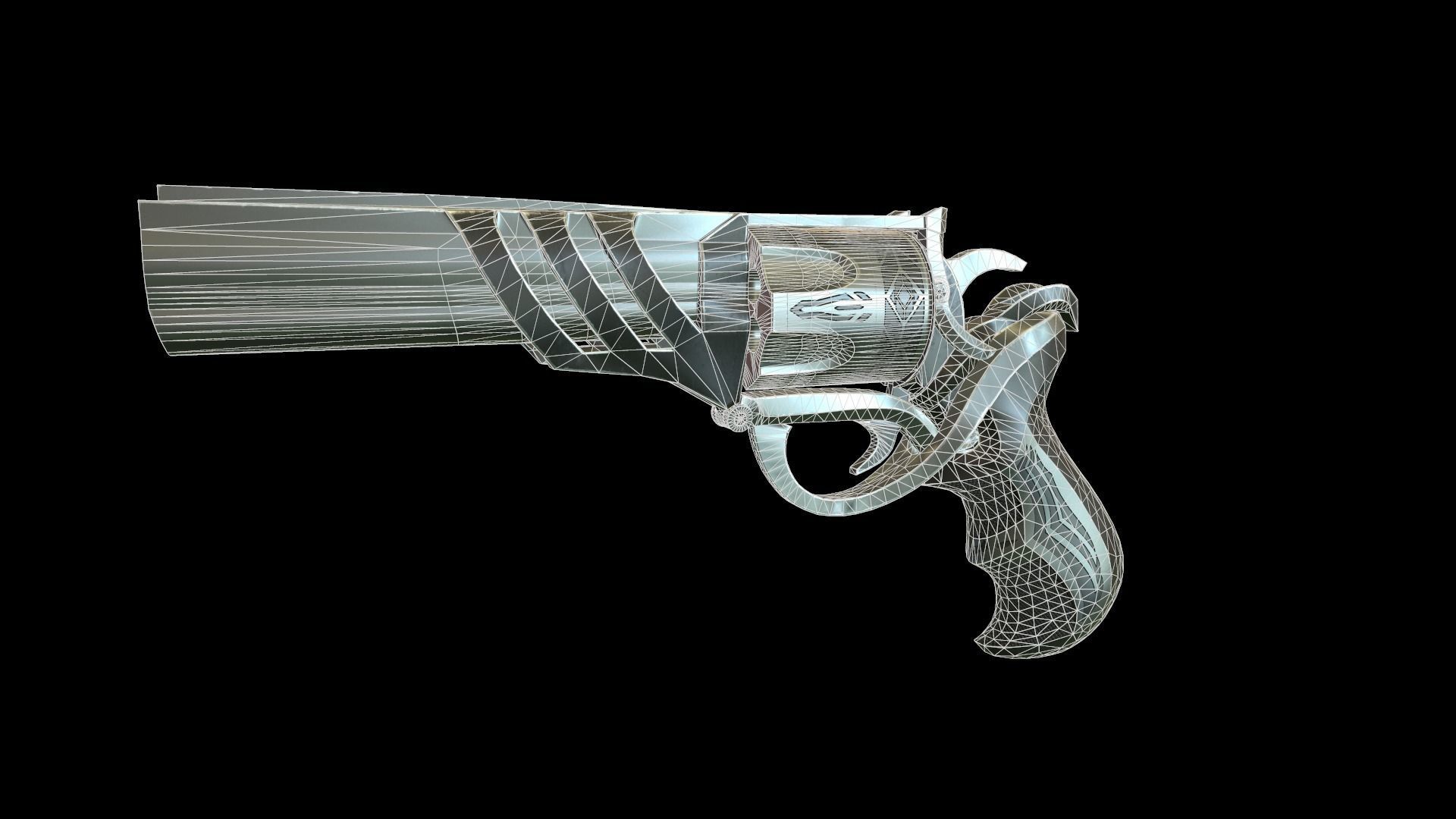 Revolver low-poly Low-poly 3D model_2