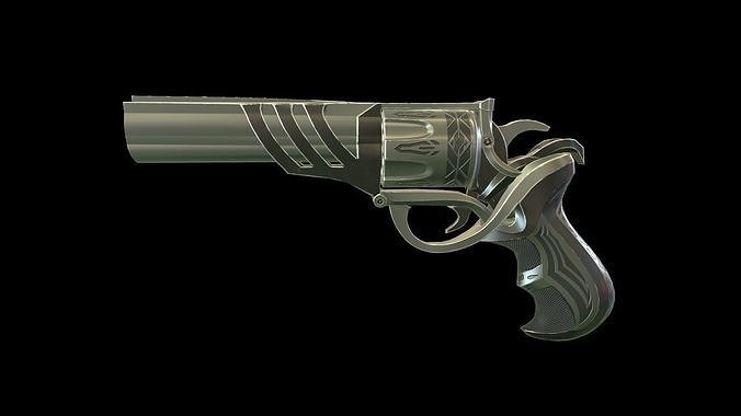 Revolver low-poly Low-poly 3D model