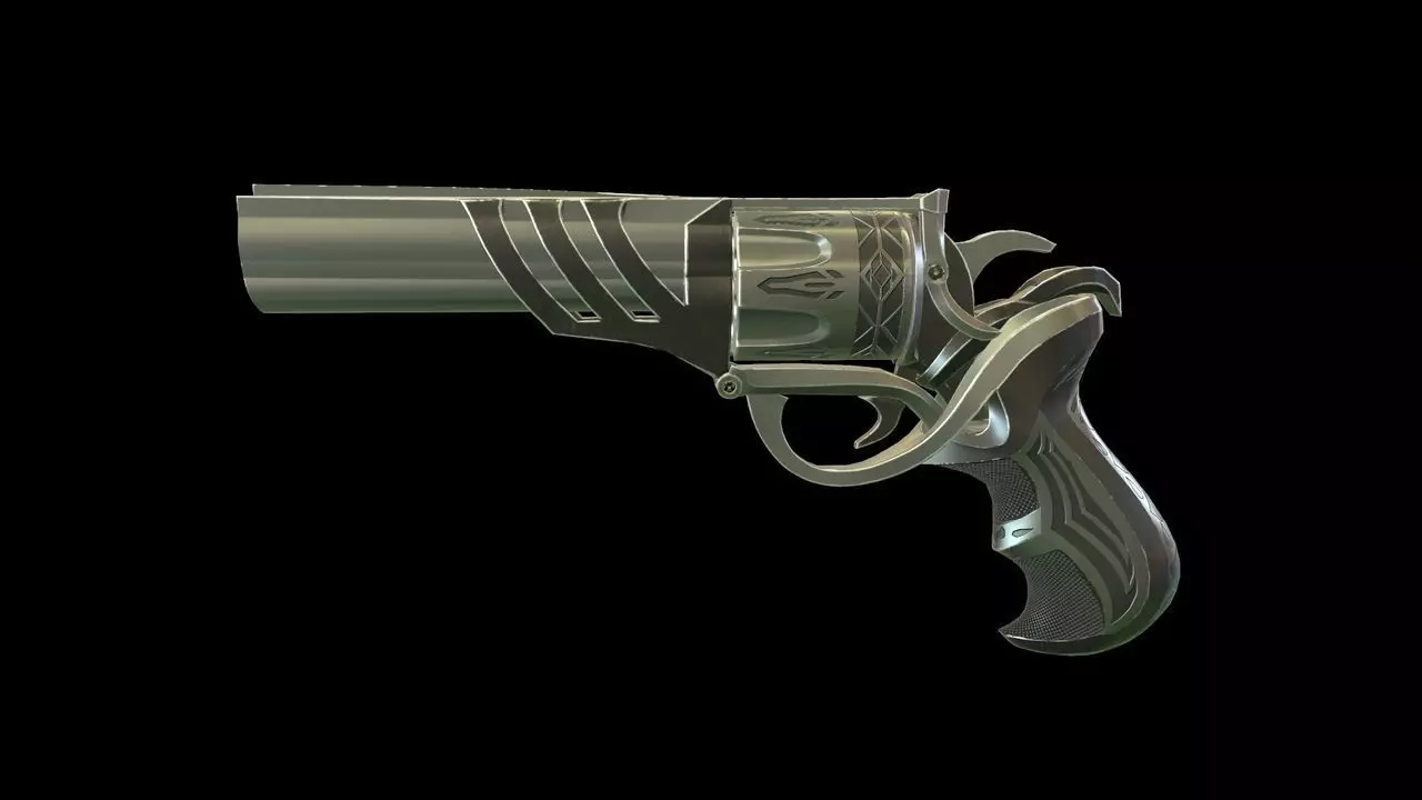 Revolver low-poly Low-poly 3D model_0