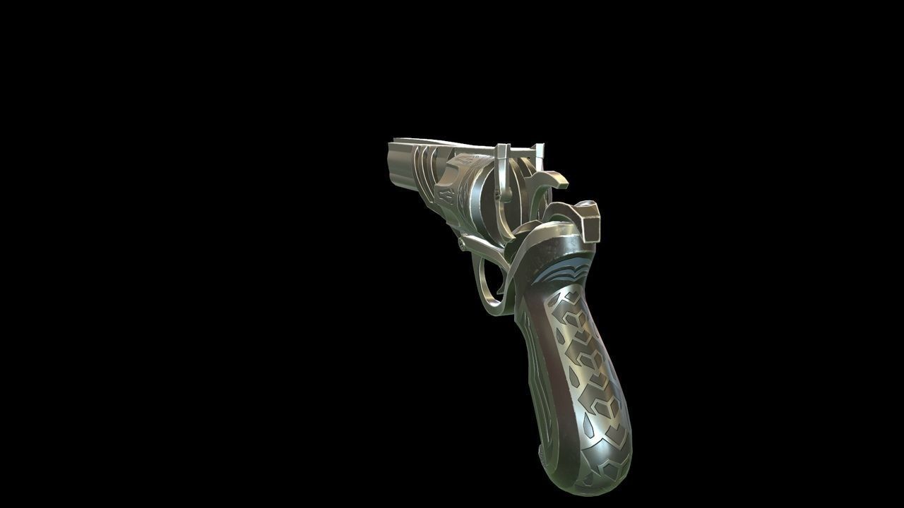 Revolver low-poly Low-poly 3D model_9