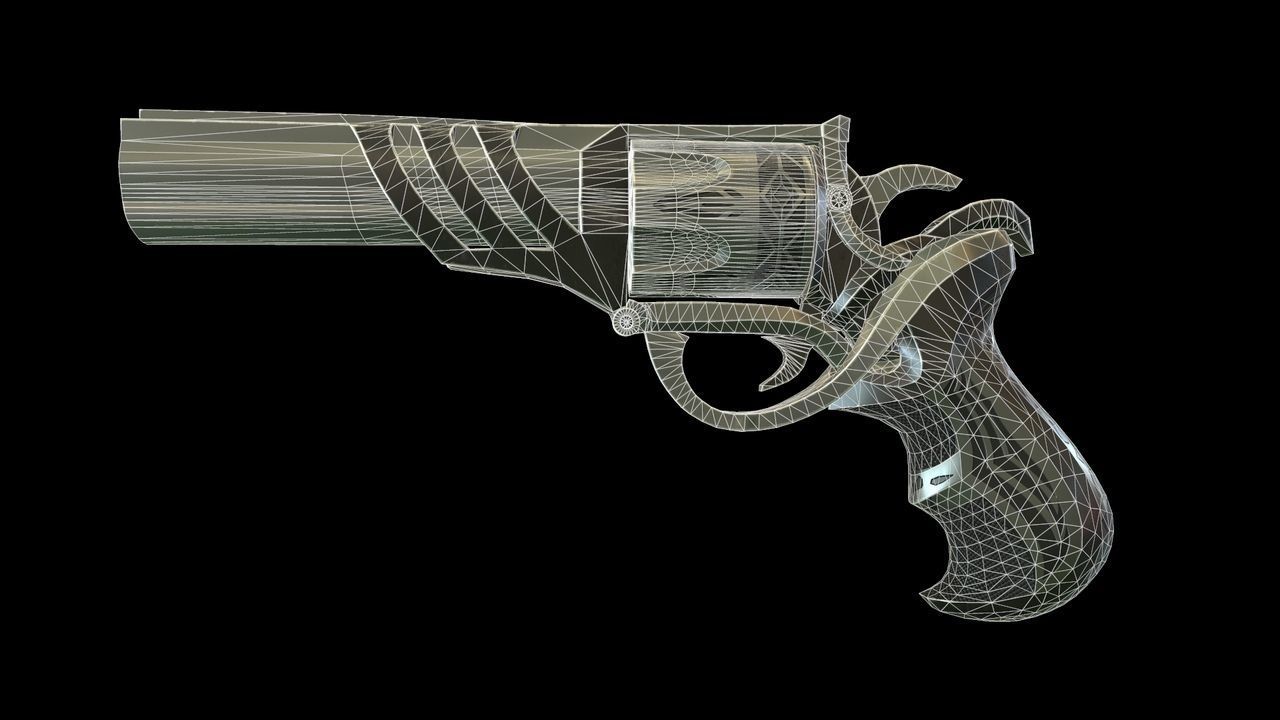 Revolver low-poly Low-poly 3D model_11