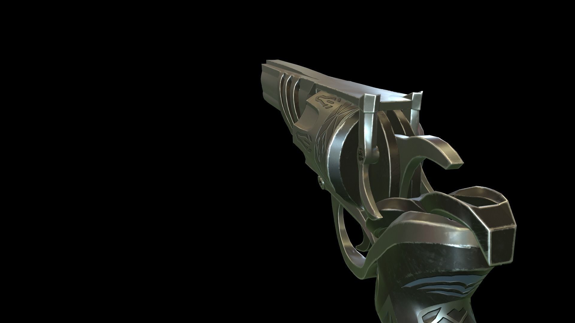 Revolver low-poly Low-poly 3D model_7