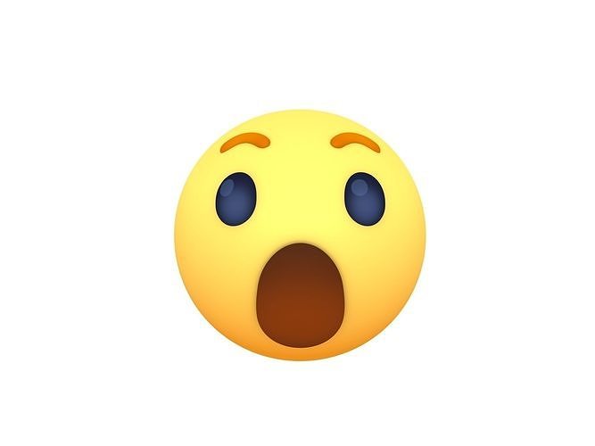 Animated Facebook Wow Reaction Button Low-poly 3D model