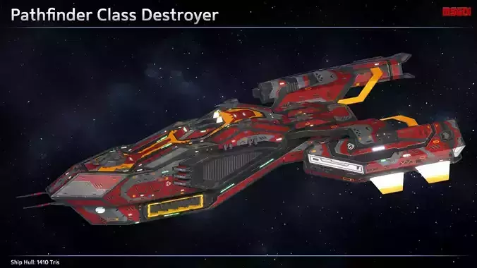 Spaceship Destroyer Pathfinder Low-poly 3D model