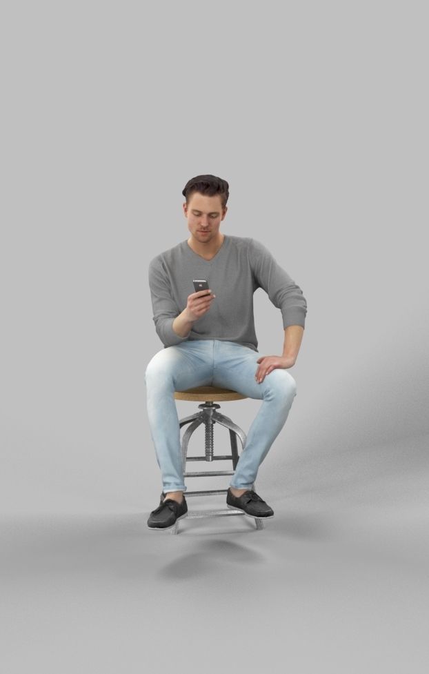 5x CASUAL SITTING MAN VOL01 SCANNED 3D Model Collection_9