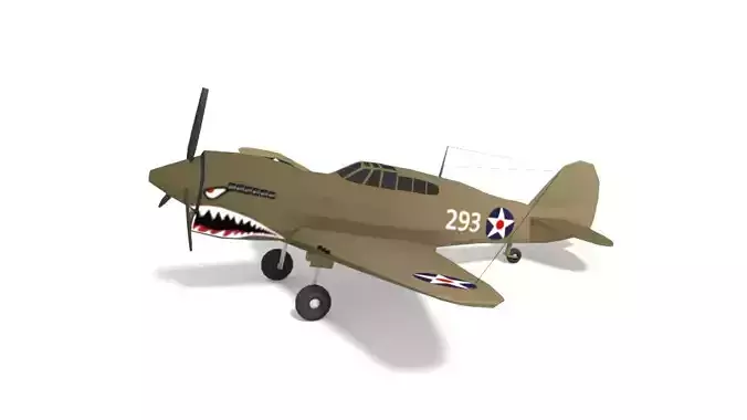 Low Poly Curtiss P-40 Warhawk Airplane Low-poly 3D model