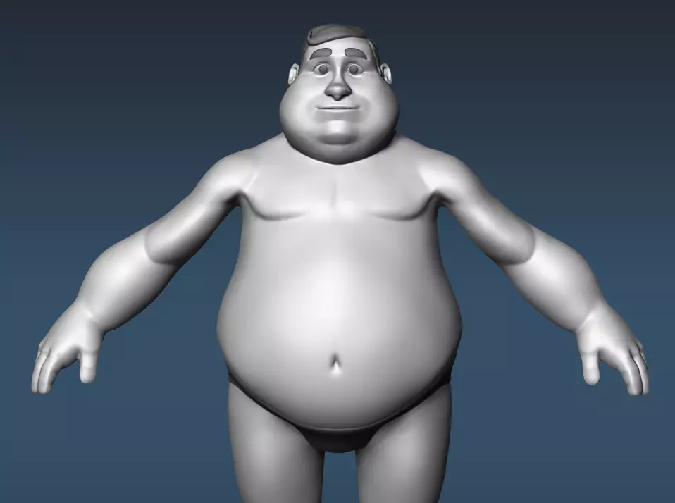 Cartoon male character base mesh 3D model_0