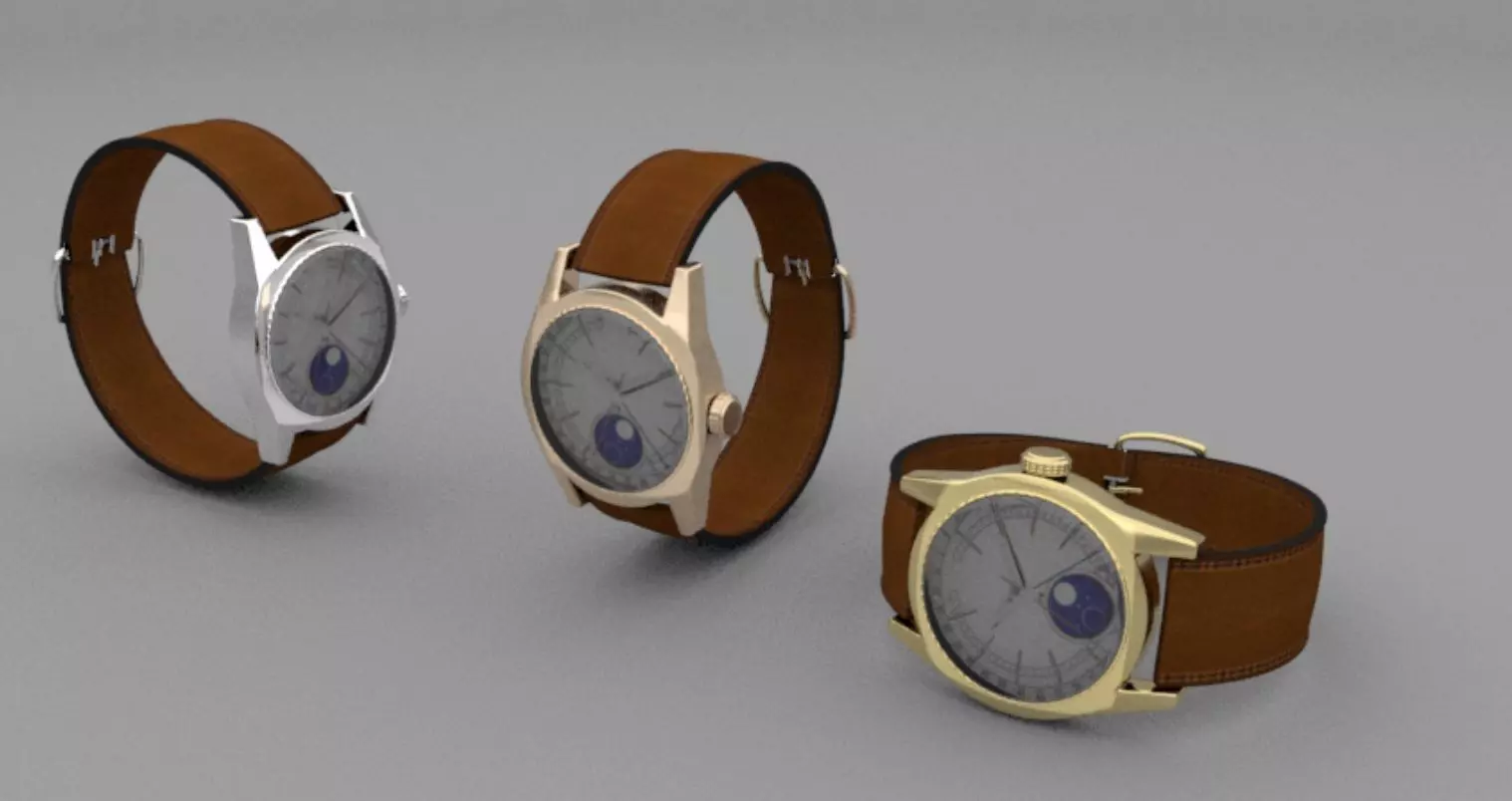 watch moon Low-poly 3D model_0