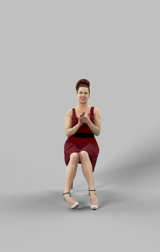 5x SITTING WOMAN MIX CAUSAL BUSINESS 3D Model Collection_12