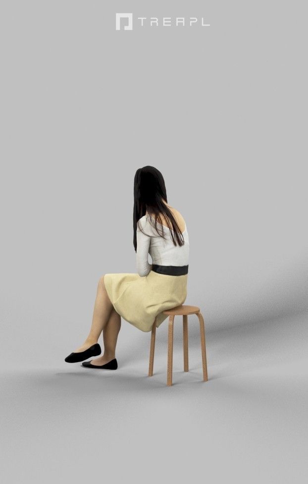 5x SITTING WOMAN MIX CAUSAL BUSINESS 3D Model Collection_32