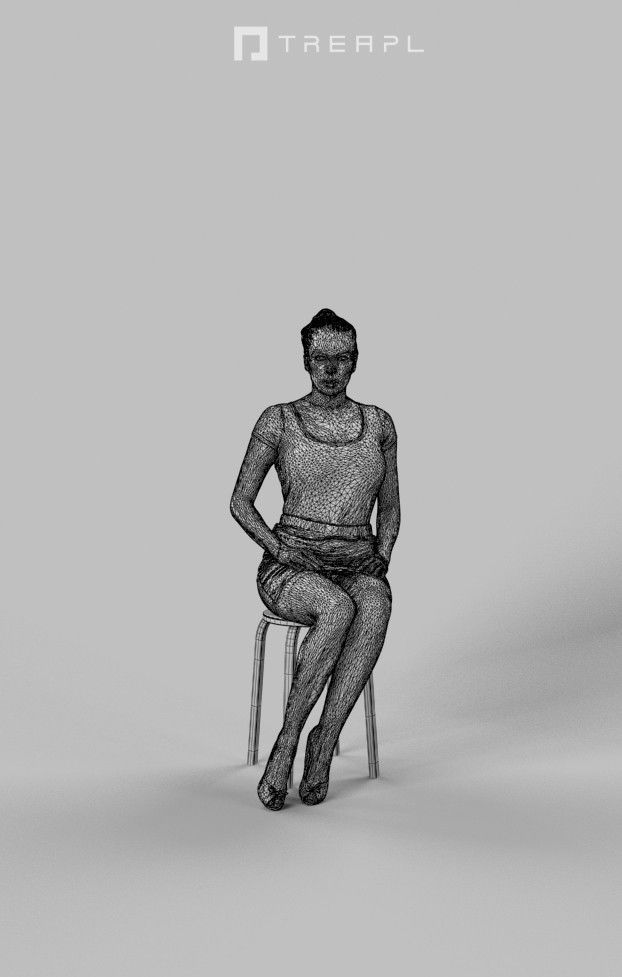 5x SITTING WOMAN MIX CAUSAL BUSINESS 3D Model Collection_44