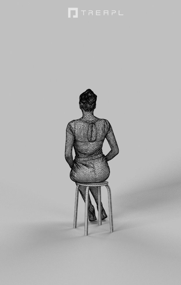 5x SITTING WOMAN MIX CAUSAL BUSINESS 3D Model Collection_43