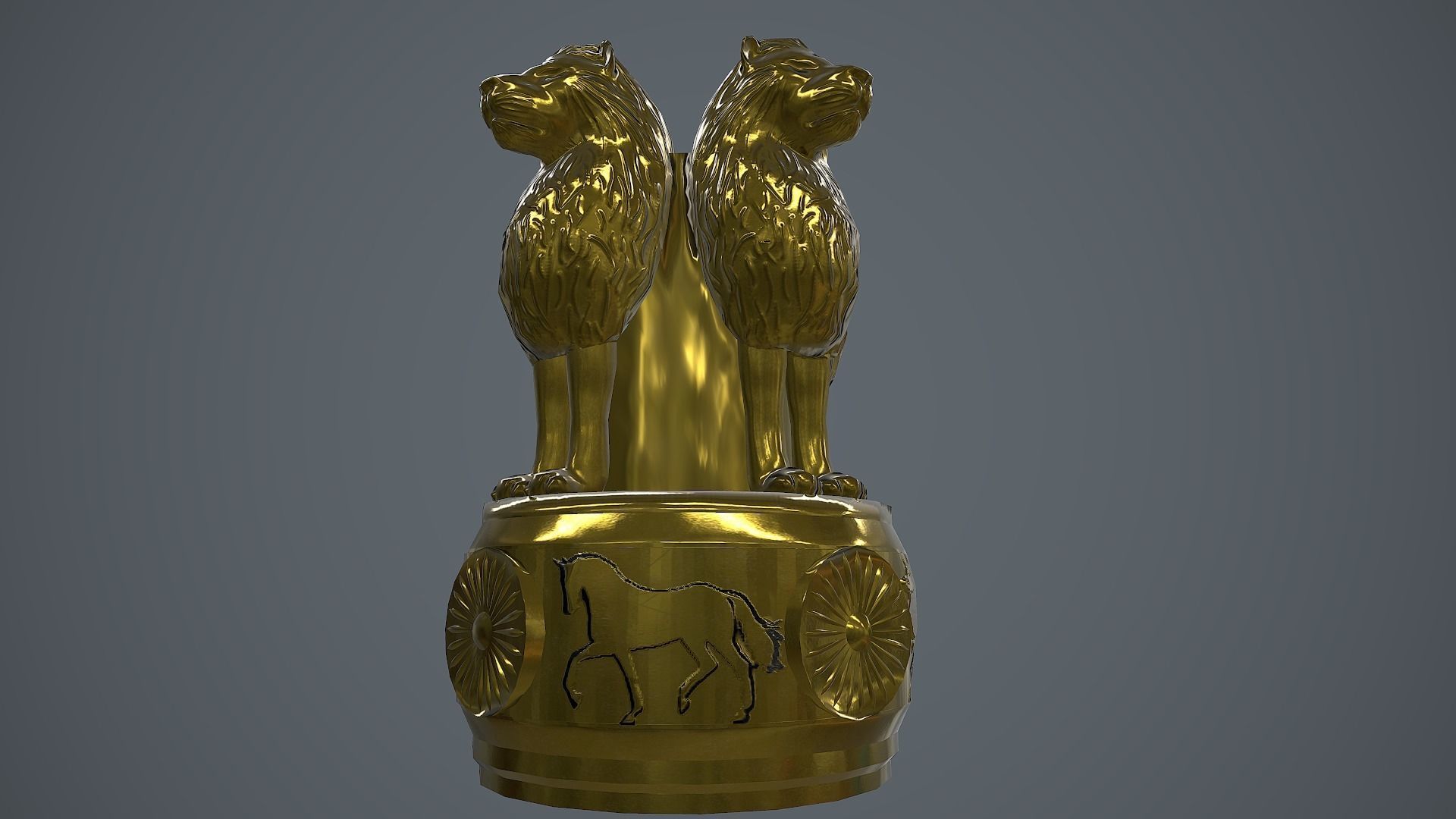 Indian National Emblem 3D model_3