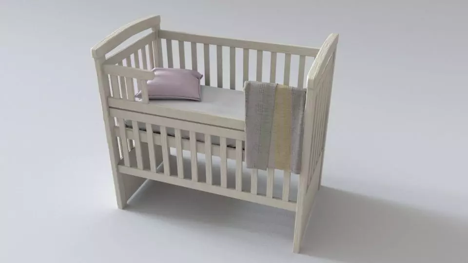 Minimalistic Crib Low-poly 3D model_0