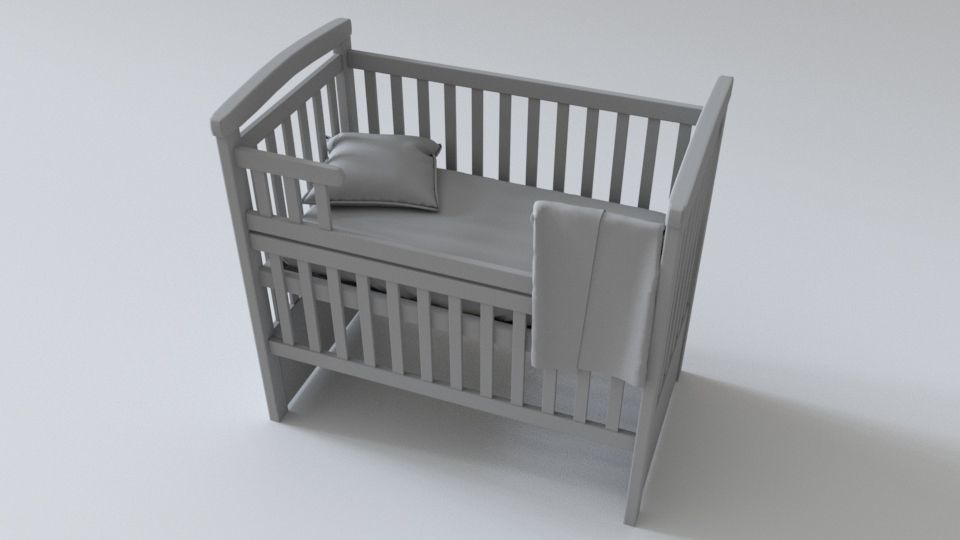 Minimalistic Crib Low-poly 3D model_4