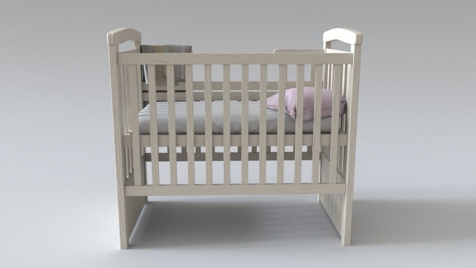 Minimalistic Crib Low-poly 3D model_1