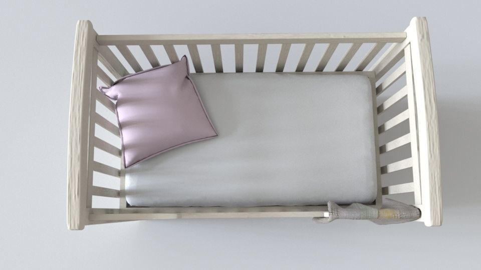 Minimalistic Crib Low-poly 3D model_2