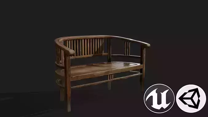 Park Bench Low-poly 3D model