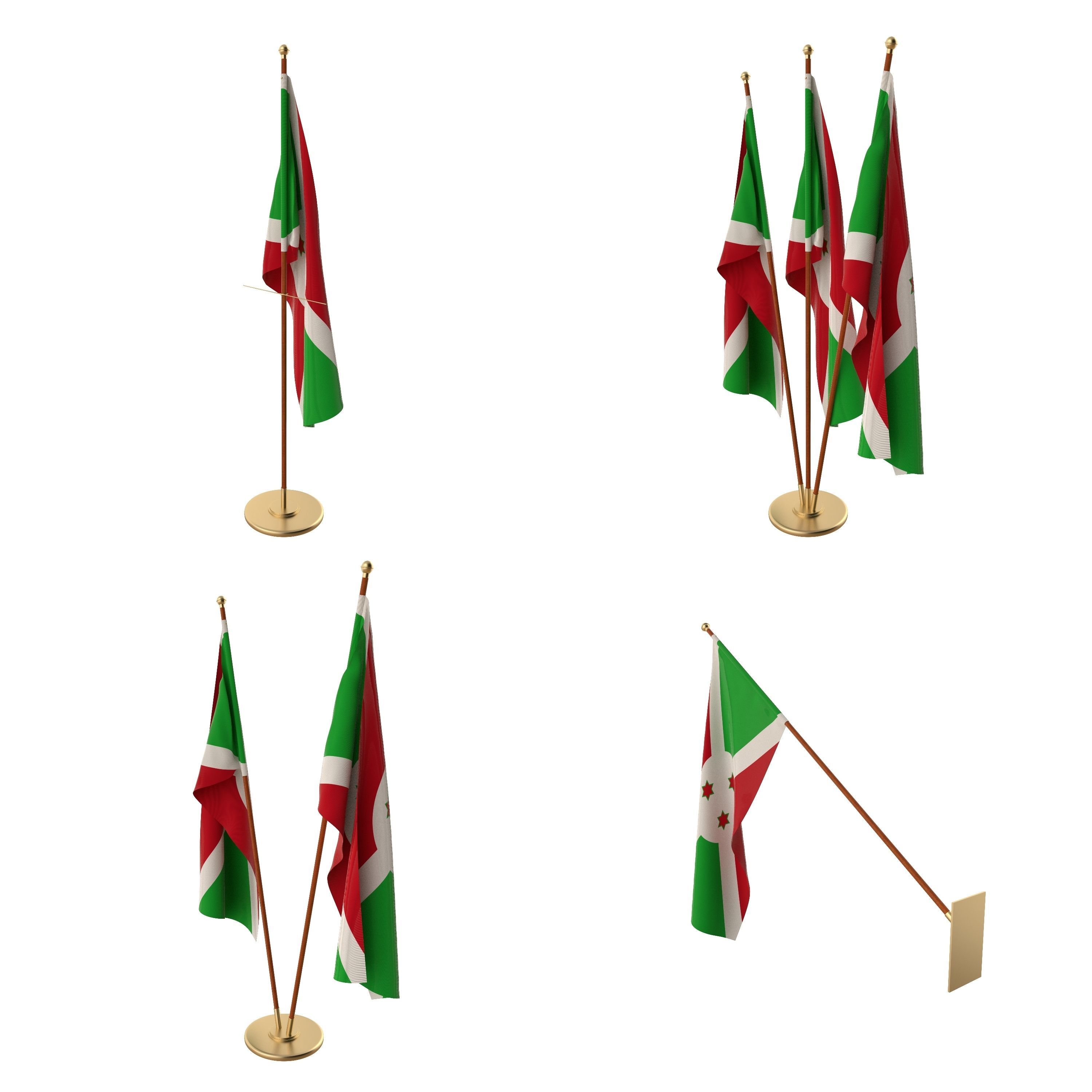 Burundi Flag Pack 3D model_1