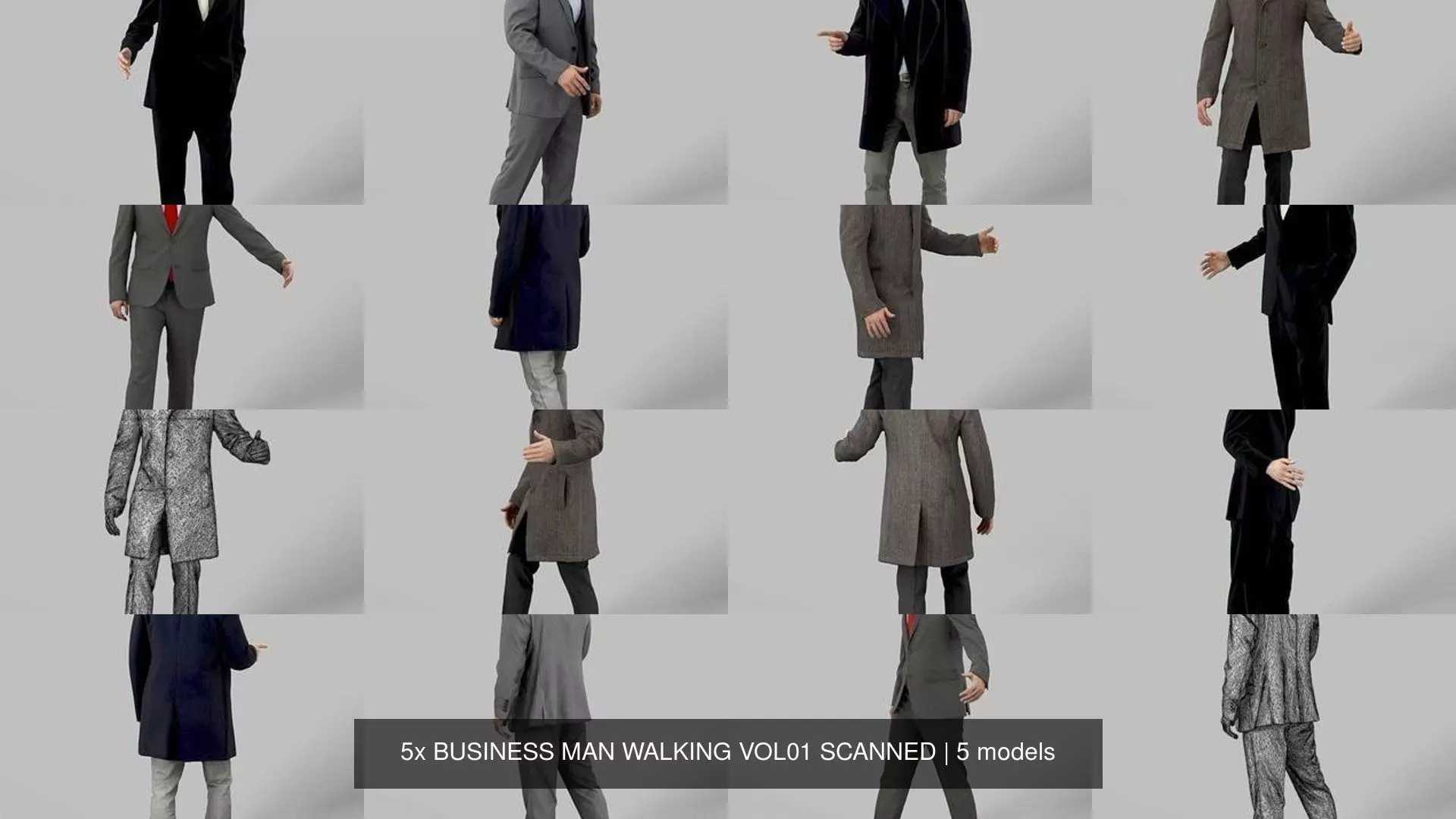 5x BUSINESS MAN WALKING VOL01 SCANNED 3D Model Collection_0