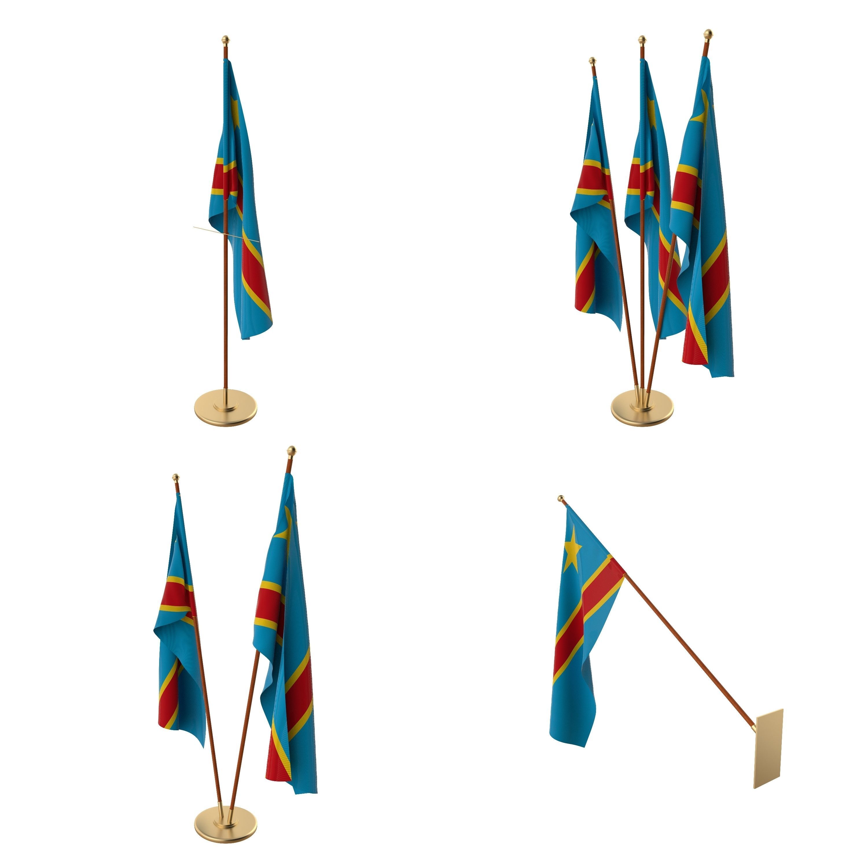 Democratica Republic of Congo Flag Pack 3D model_1