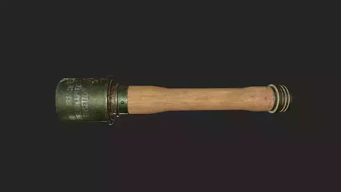 PBR Stielhandgranate - WWII German m24 stick grenade Low-poly 3D model