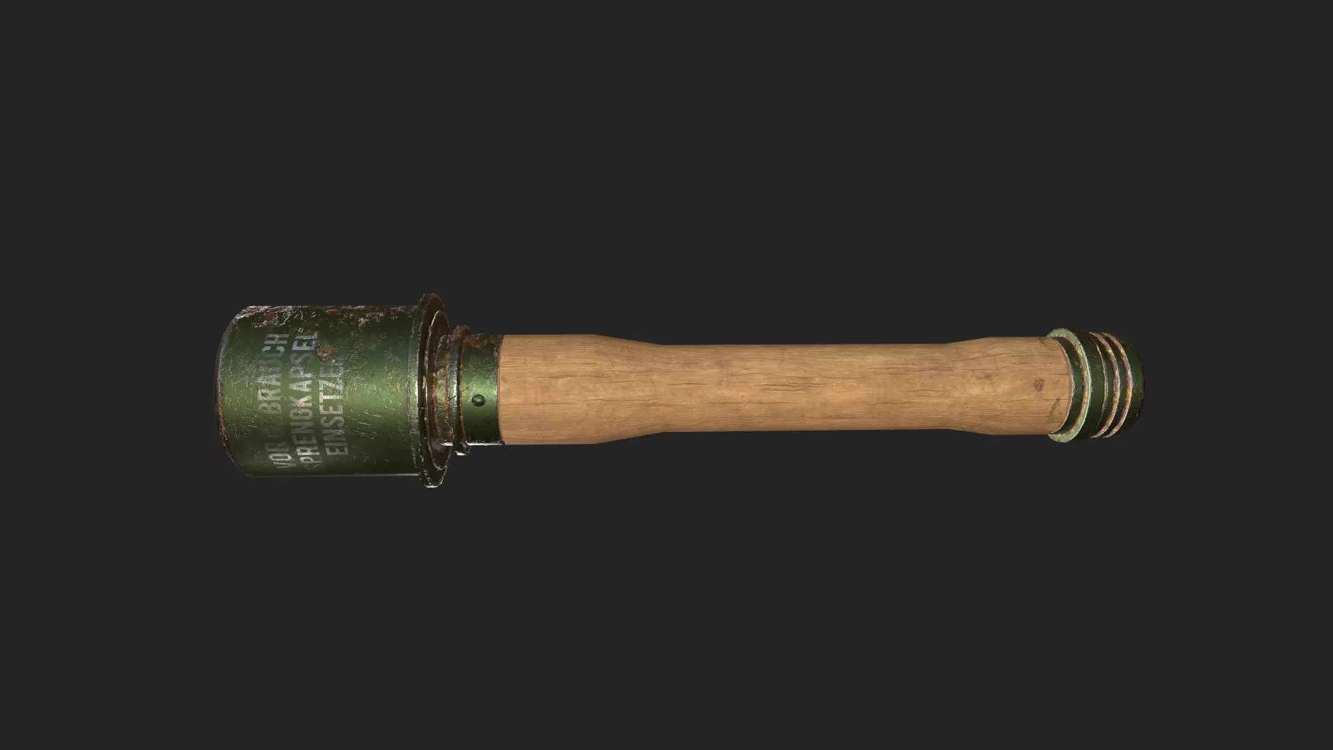 PBR Stielhandgranate - WWII German m24 stick grenade Low-poly 3D model