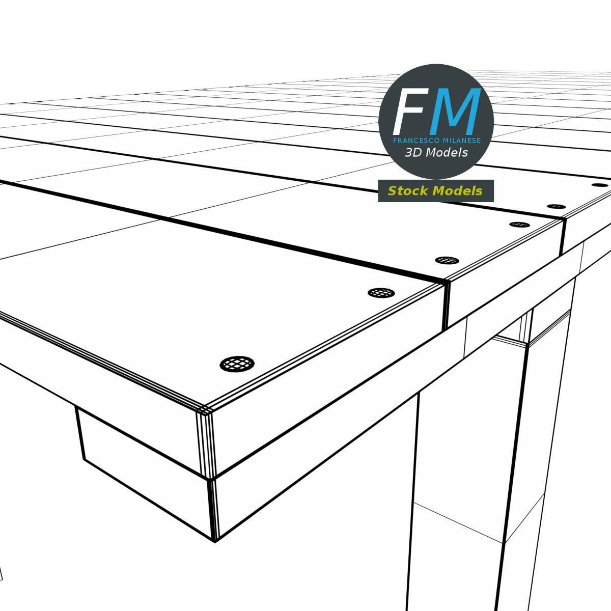 Wooden pier module 3D model_8