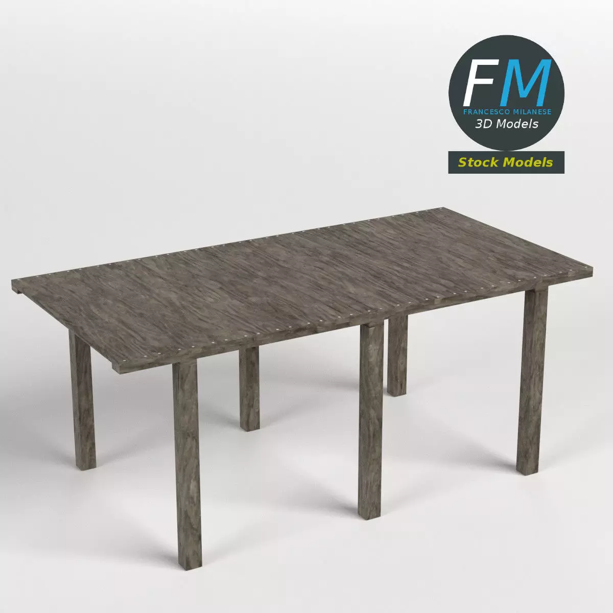 Wooden pier module 3D model_0