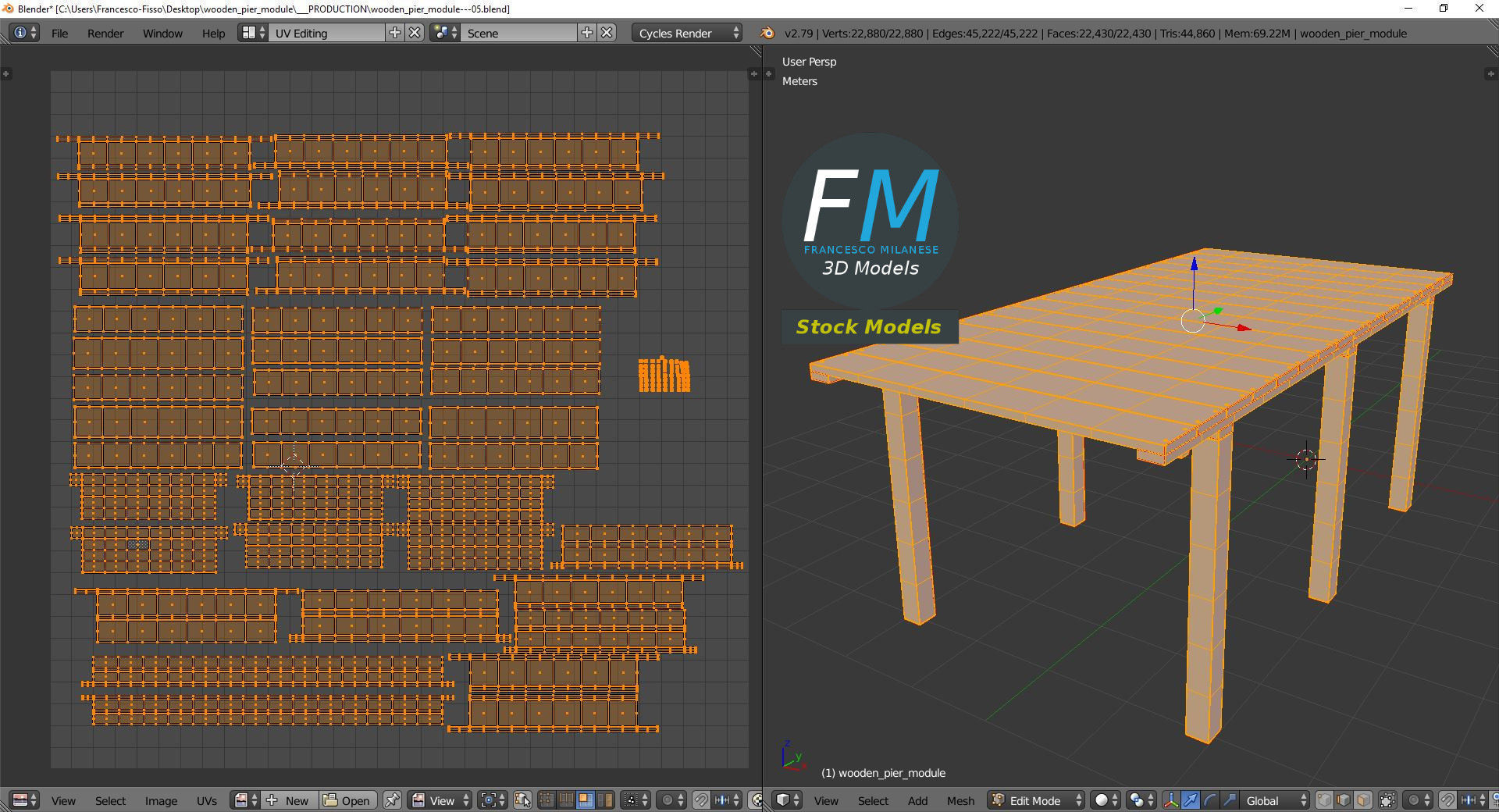 Wooden pier module 3D model_10