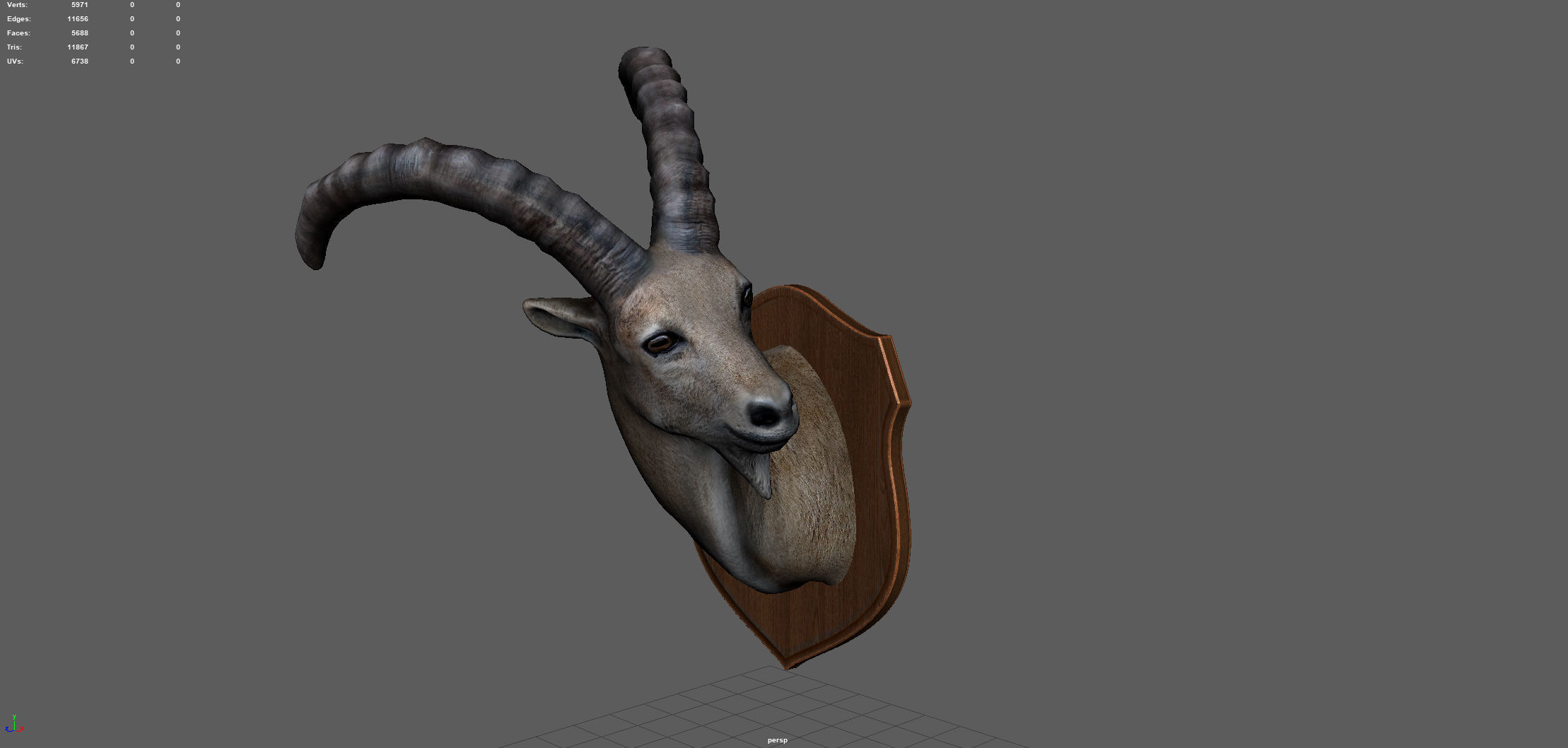 WILD GOAT TROPHY Low-poly 3D model_2