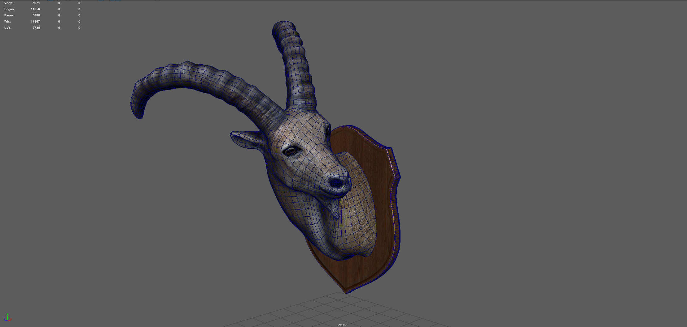 WILD GOAT TROPHY Low-poly 3D model_4