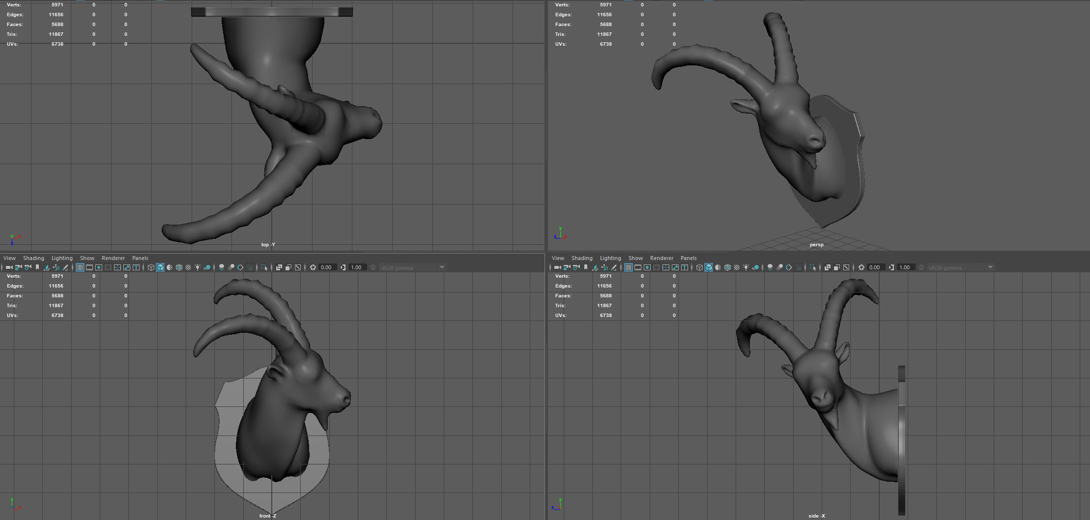 WILD GOAT TROPHY Low-poly 3D model_6