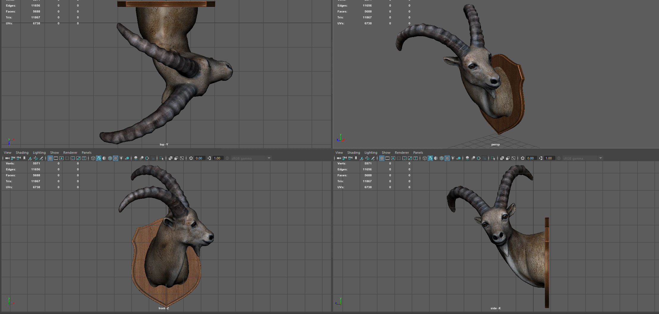 WILD GOAT TROPHY Low-poly 3D model_5