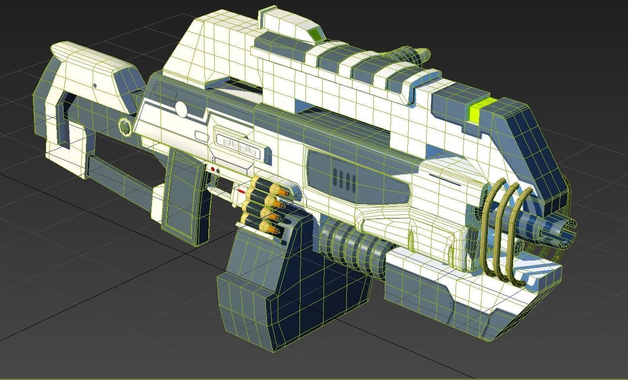 Futuristic Machine Gun Low-poly 3D model_4
