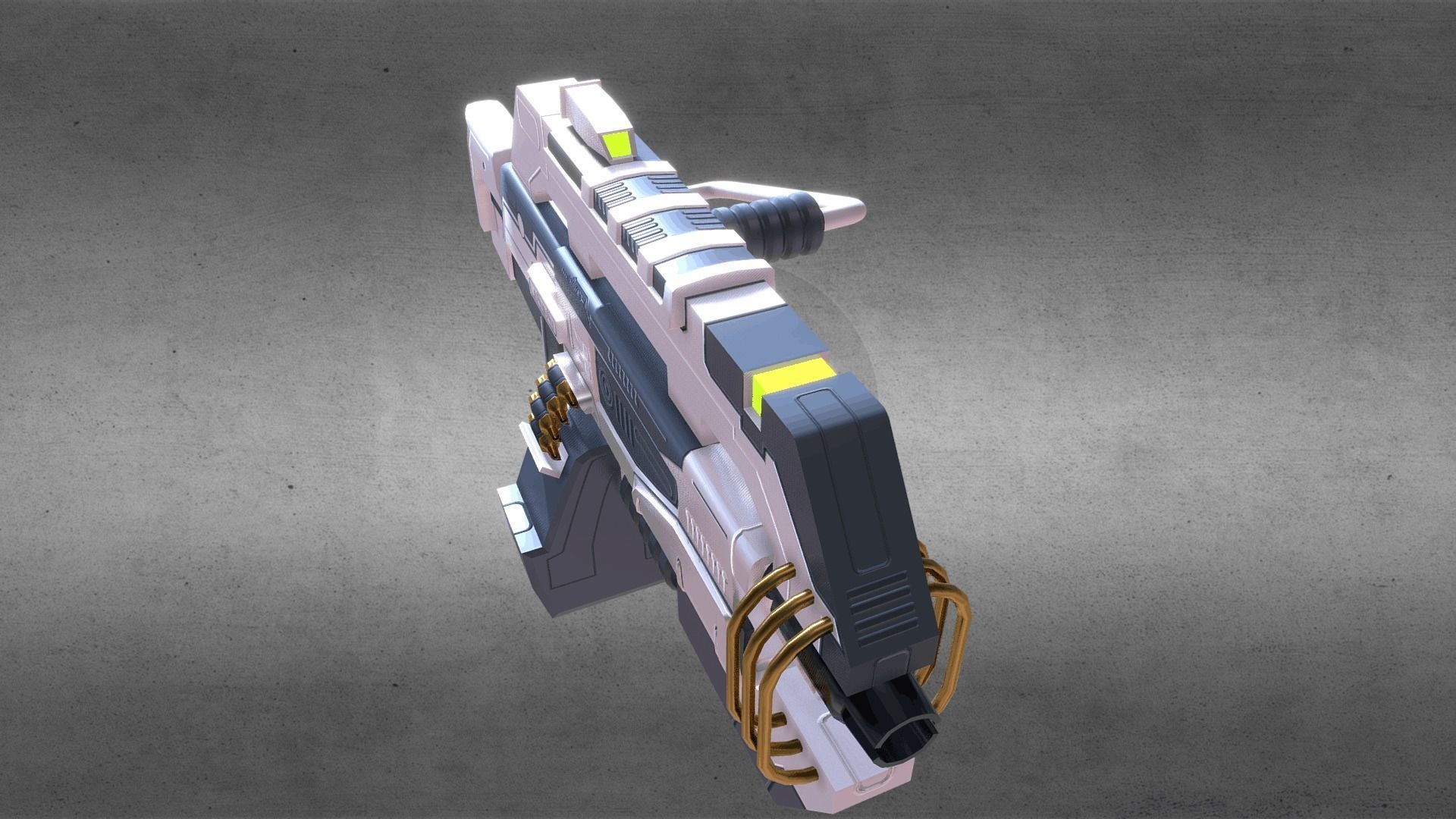 Futuristic Machine Gun Low-poly 3D model_2