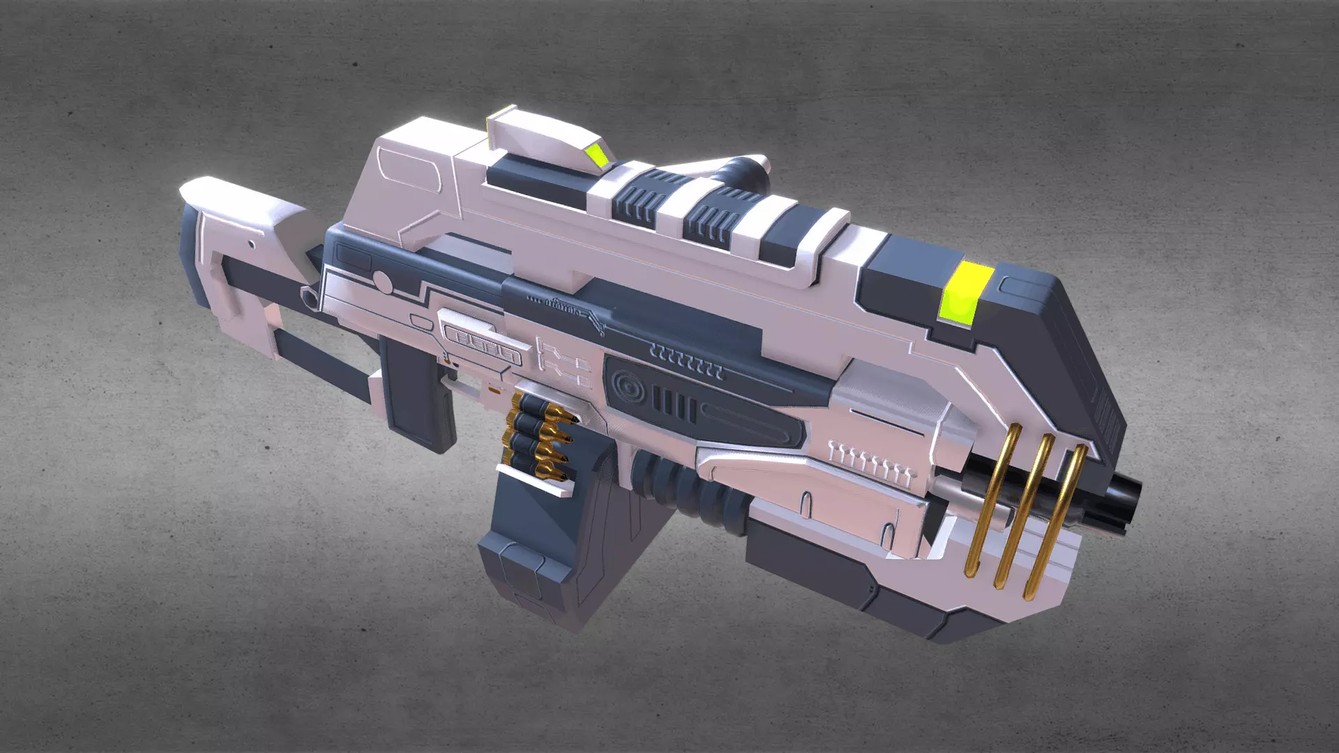 Futuristic Machine Gun Low-poly 3D model_0