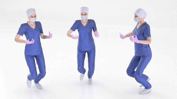 Rigged medical nurse 03 Low-poly 3D model