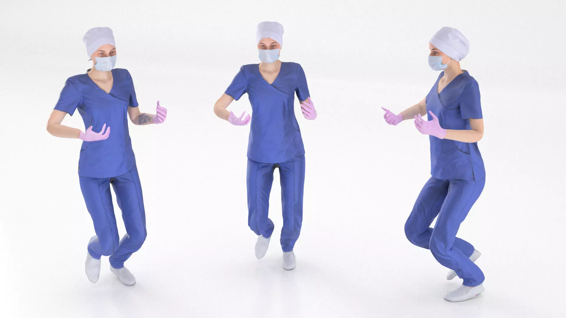 Rigged medical nurse 03 Low-poly 3D model_0