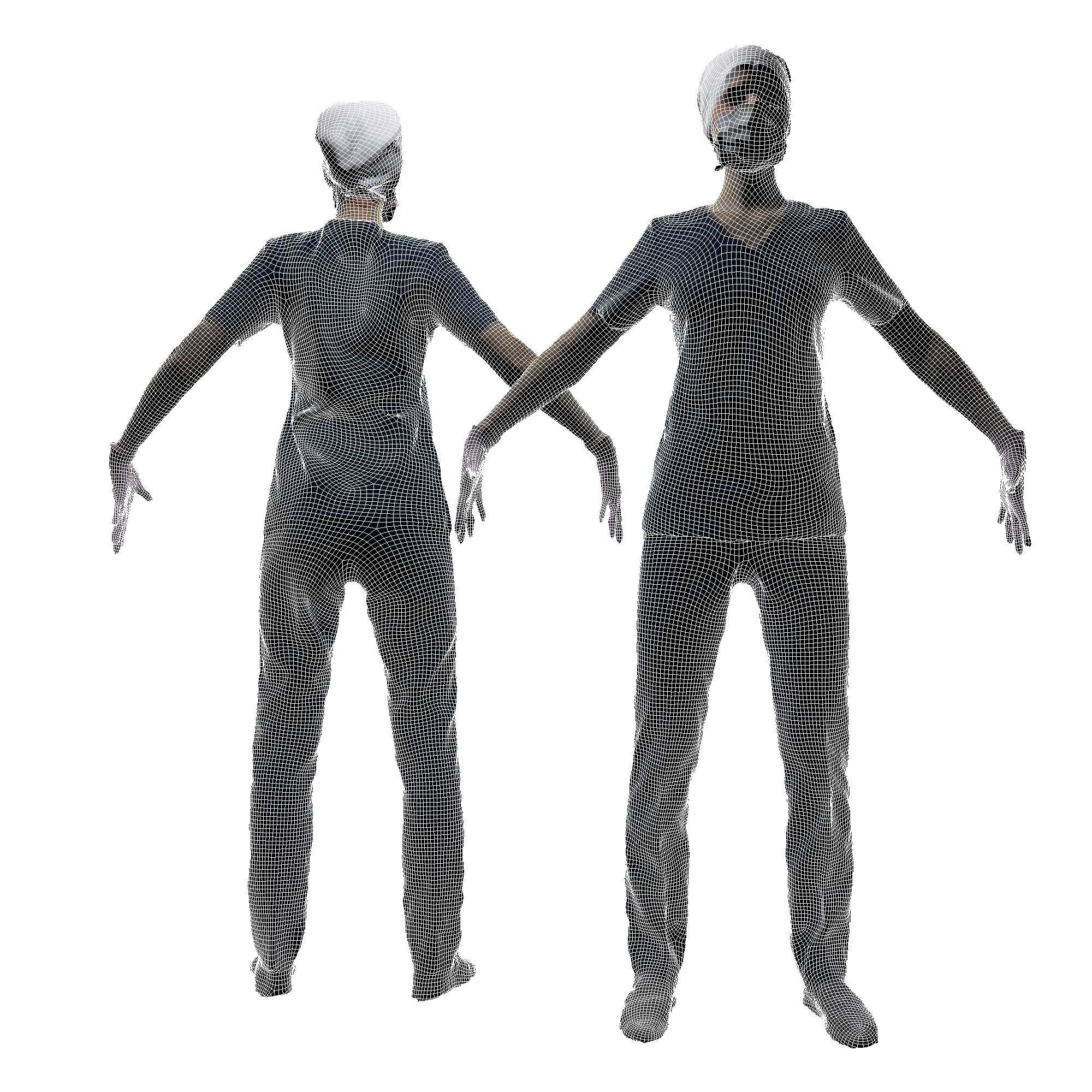 Rigged medical nurse 03 Low-poly 3D model_8