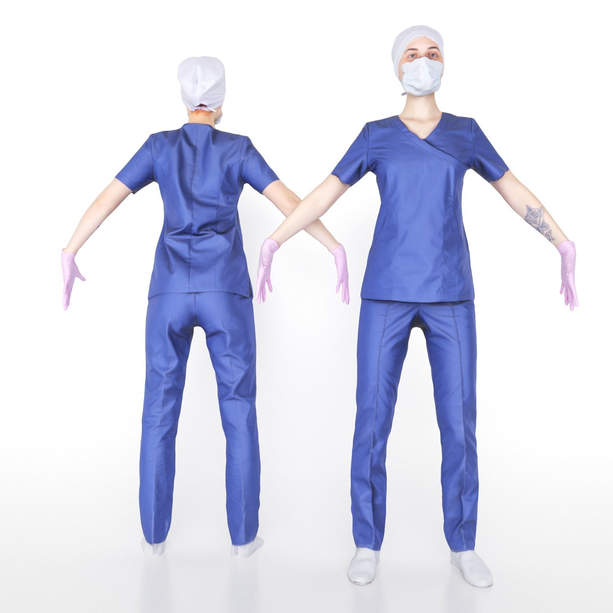 Rigged medical nurse 03 Low-poly 3D model_4